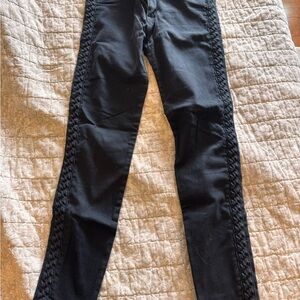 Hudson Jeans Black Skinny Pants with Braided Detail